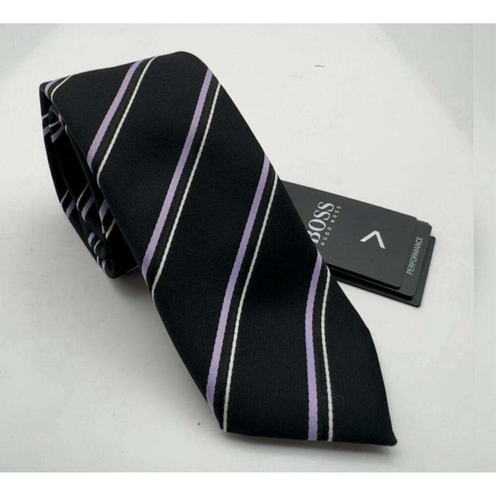 Hugo Boss Performance Neck Tie Striped Purple Black
